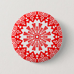 Organic Geometry 014 - White on Red Ronde Button 5,7 Cm