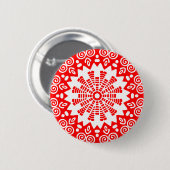 Organic Geometry 014 - White on Red Ronde Button 5,7 Cm (Voorkant /achterkant)