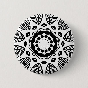 Organic Geometry 016 - Black on White Ronde Button 5,7 Cm