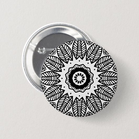 Organic Geometry 017 - Black on White Ronde Button 5,7 Cm (Voorkant /achterkant)