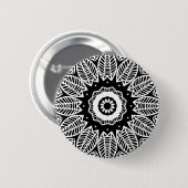 Organic Geometry 017 - White on Black Ronde Button 5,7 Cm (Voorkant /achterkant)