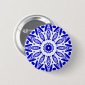 Organic Geometry 018 - Royal Blue on White Ronde Button 5,7 Cm (Voorkant /achterkant)