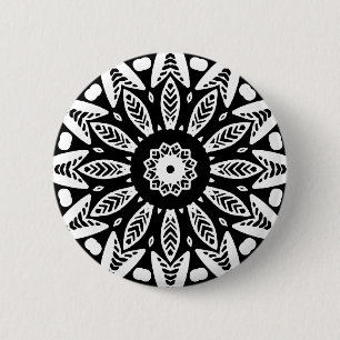 Organic Geometry 018 - White on Black Ronde Button 5,7 Cm