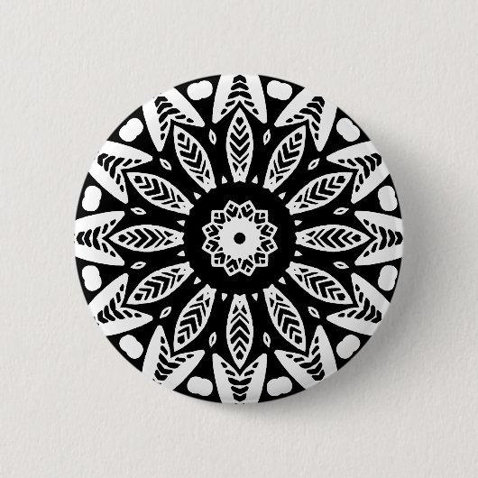 Organic Geometry 018 - White on Black Ronde Button 5,7 Cm (Voorkant)