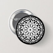 Organic Geometry 019 - Black on White Ronde Button 5,7 Cm (Voorkant /achterkant)