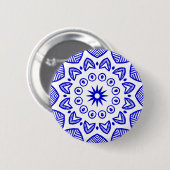 Organic Geometry 020 - Royal Blue on White Ronde Button 5,7 Cm (Voorkant /achterkant)