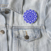 Organic Geometry 021 - White on Royal Blue Ronde Button 5,7 Cm (In situ)
