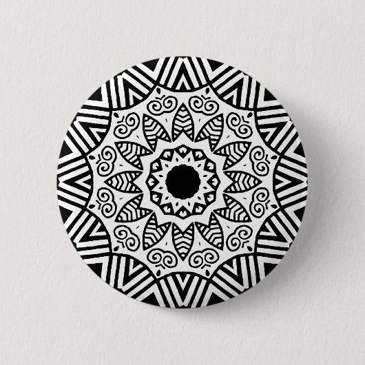 Organic Geometry 023 - Black on White Ronde Button 5,7 Cm (Voorkant)