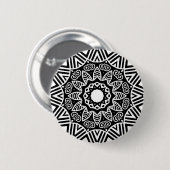 Organic Geometry 023 - White on Black Ronde Button 5,7 Cm (Voorkant /achterkant)