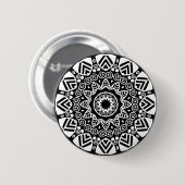 Organic Geometry 024 - White on Black Ronde Button 5,7 Cm (Voorkant /achterkant)