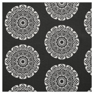 Organic Geometry 024 - White on Black Stof