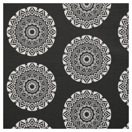Organic Geometry 024 - White on Black Stof (Swatch)