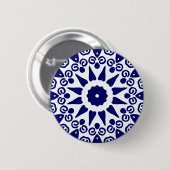 Organic Geometry 02 - Deep Navy on White Ronde Button 5,7 Cm (Voorkant /achterkant)
