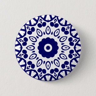Organic Geometry 03 - Deep Navy on White Ronde Button 5,7 Cm