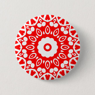 Organic Geometry 03 - White on Red Ronde Button 5,7 Cm
