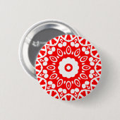 Organic Geometry 03 - White on Red Ronde Button 5,7 Cm (Voorkant /achterkant)
