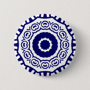 Organic Geometry 04 - Deep Navy on White Ronde Button 5,7 Cm