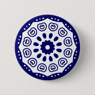 Organic Geometry 05 - Deep Navy on White Ronde Button 5,7 Cm