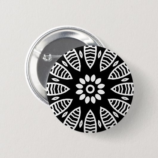 Organic Geometry 06 - White on Black Ronde Button 5,7 Cm (Voorkant /achterkant)