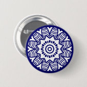 Organic Geometry 07 - Deep Navy on White Ronde Button 5,7 Cm (Voorkant /achterkant)
