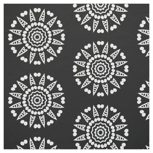 Organic Geometry 08 - White on Black Stof (Swatch)