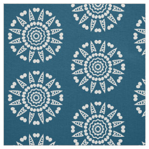 Organic Geometry 08 - White on Blue 00486b Stof