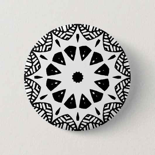 Organic Geometry 09 - Black on White Ronde Button 5,7 Cm (Voorkant)
