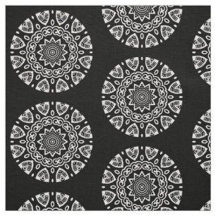 Organic Geometry - White on Black Stof