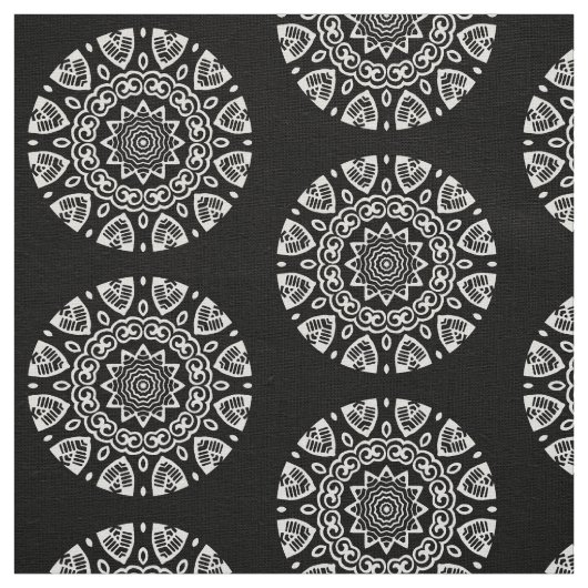Organic Geometry - White on Black Stof (Swatch)
