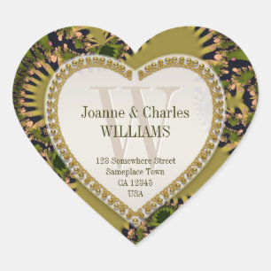 Organic Green Natuur Fractals Monogramed Stickers