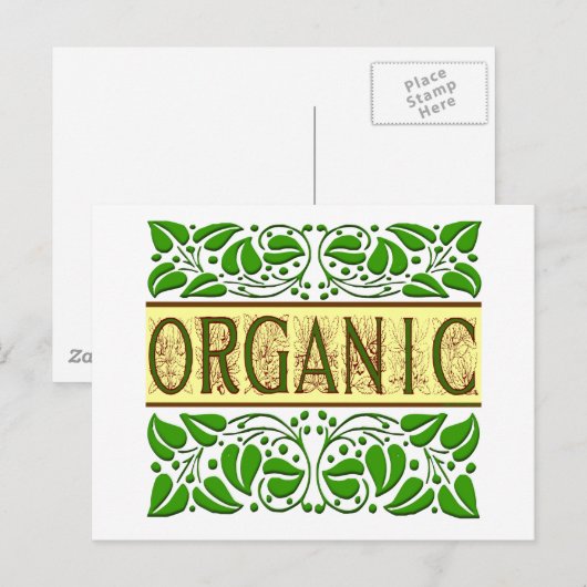 Organic Green Slogan Briefkaart (Voorkant / Achterkant)