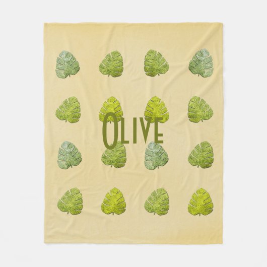 Organic Green Tropical Leaf Fleece Deken (Voorkant)