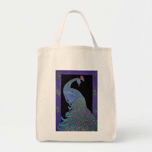 Organic Grocery Tas - Proud Peacock (Voorkant)