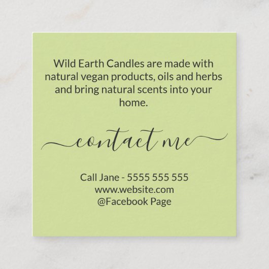Organic Herbal Candle and Soap Logo Visitekaartje (Achterkant)