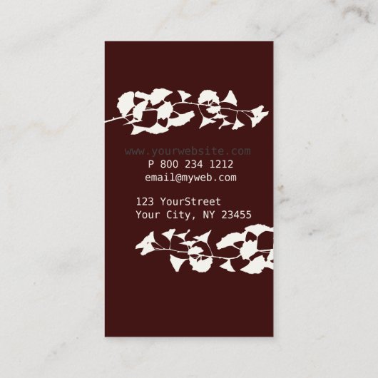 Organic Herbal Holistic Natural White Ginkgo Visitekaartje (Achterkant)