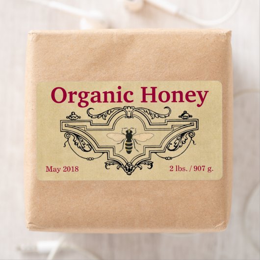 Organic Honey Bee Cartouche Etiket (Insitu)