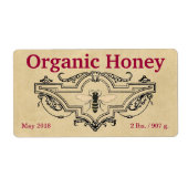 Organic Honey Bee Cartouche Etiket (Voorkant)