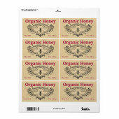Organic Honey Bee Cartouche Etiket (Full Sheet)