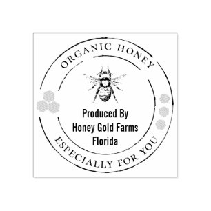 Organic Honey Bee Official Seal Rubberstempel