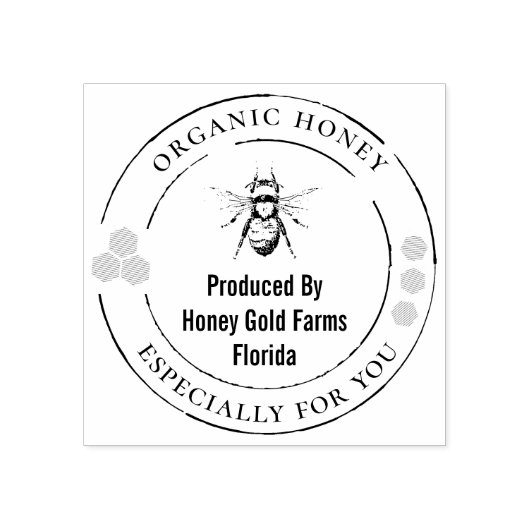 Organic Honey Bee Official Seal Rubberstempel (Afrduk)