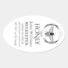 Organic honey bee queen  ovale sticker