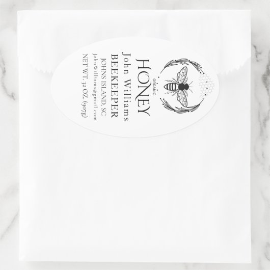 Organic honey bee queen  ovale sticker (Tas)