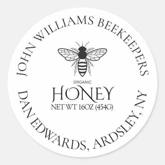 Organic honey bee queen ronde sticker (Voorkant)