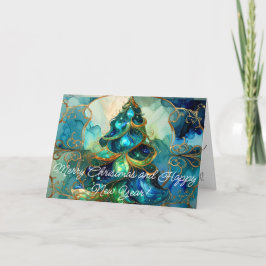 Organic Jewel Tone Modern Christmas Tree Feestdagen Kaart