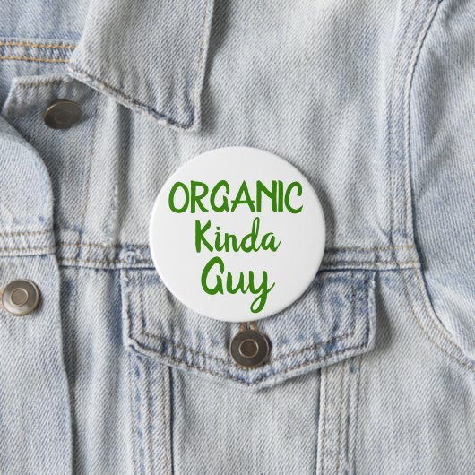 Organic Kinda Guy Green White Round Button Pins (In situ)
