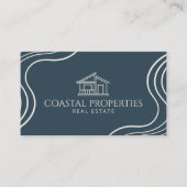 Organic Modern Real Estate Navy Blue Minimalist Visitekaartje (Voorkant)