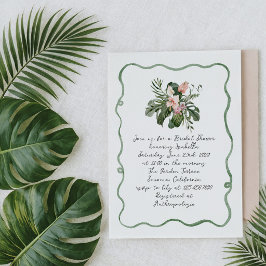 Organic Modern Tropical Bridal Shower Invitation Kaart