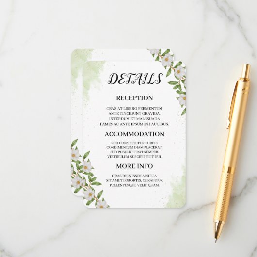 Organic Modern Wedding Enclosure Card Informatiekaartje (Voorkant / Achterkant in situ)