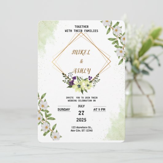 Organic Modern Wedding Invitation Kaart (Staand voorkant)