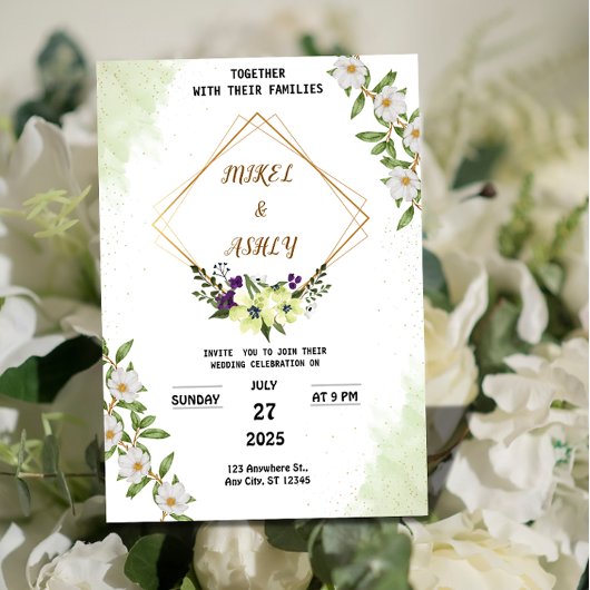 Organic Modern Wedding Invitation Suite, Elegant  Kaart